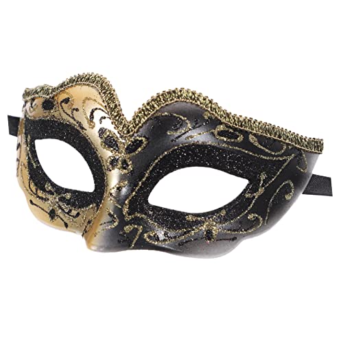 BESPORTBLE Halbmaske Dekorative Festivalmaske Für Karneval Und Halloween Masquerade Maske Für Jungen Und Mädchen Schwarze Halbgesichtsmaske Mit Glitzer Für Kostümpartys von BESPORTBLE