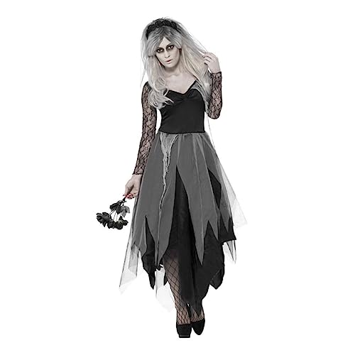 BESPORTBLE Halloween Geisterbraut Kostüm Für Damen Gruselige Vampir Party Kleidung Für Halloween Und Karneval Für Bühnenauftritte Und Cosplay von BESPORTBLE