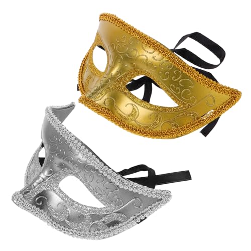 BESPORTBLE Halloween Halbmaske Für Damen Und Herren Plastische Maskerade Maske Mit Goldenen Und Silbernen Akzenten Für Kostüm Partys Maskenball von BESPORTBLE