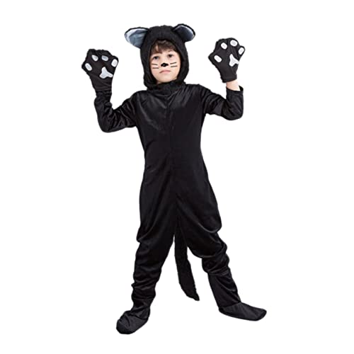 BESPORTBLE Halloween Katze Cosplay Kostüm Für Jungen Lustiges Schwarzes Tierkostüm Für Xl Für Karneval Und Fasching Inkl Katzenohren von BESPORTBLE