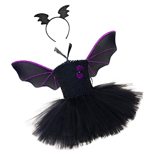 BESPORTBLE Halloween Kinderkostüm Fledermauskleid Mit Flügeln Und Haarreif Für Mädchen Für Halloween Karneval Und Mottopartys Mit Innenfutter von BESPORTBLE