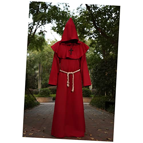 BESPORTBLE Halloween Mönch Kostüm Mittelalterliches Cosplay Set Für Erwachsene Rote Robe Xl Für Fasching Karneval Und Halloweenfeiern von BESPORTBLE