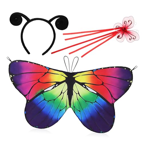 BESPORTBLE Halloween Schmetterlingsflügel Kostümset für Mädchen Teilig mit Umhang Flügeln und Stirnband Buntes Polyester Cosplay Zubehör für Party Verkleidung und Tanzveranstaltungen BESPORTBLE Halloween Schmetterlingsflügel Kostümset für Mädchen Teilig mit Umhang Flügeln und Stirnband Buntes Polyester Cosplay Zubehör für Party Verkleidung und Tanzveranstaltungen von BESPORTBLE