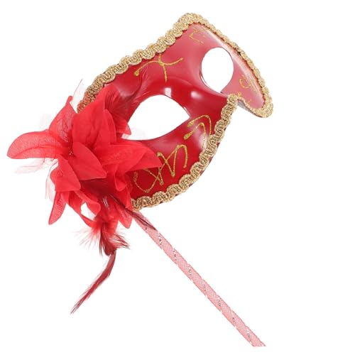 BESPORTBLE Halloween Spitzenmaske Handheld Maskerade Maske Rot Elegante Performance Requisite Ideales Partyzubehör Für Kostümpartys Und Maskenbälle Mit Filigranem Design von BESPORTBLE