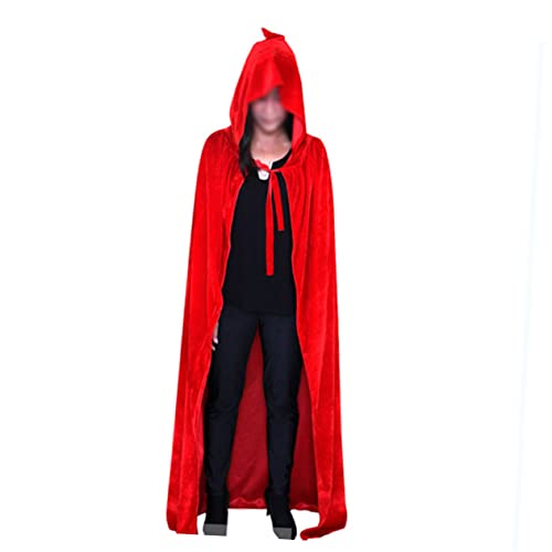 BESPORTBLE Halloween Zauberer Umhang Mit Kapuze Rotes Kostüm Für Erwachsene Cosplay Robe Für Maskerade Karneval Und Halloween Feiern Für Hexen Und Zauberer von BESPORTBLE