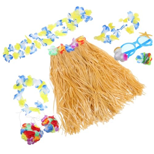 BESPORTBLE Hawaiianische Luau Partydekorationen Teiliges Mit Kranz Haarspange Und Strohrock Für Sommer Strand Und Tiki Partys Für Frauen Outfits von BESPORTBLE