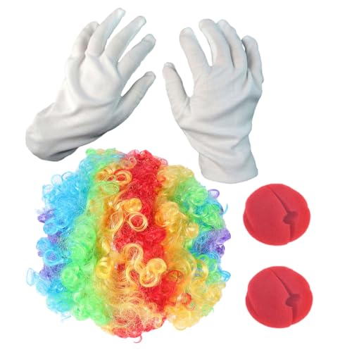 BESPORTBLE Karnevals-Clown-Kostüm-Set: Halloween-Clown-Cosplay-Zubehör Clown-Regenbogen-Perücke Nase Für Clown-Partys Zubehör von BESPORTBLE