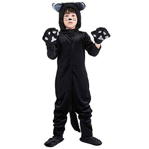 BESPORTBLE Kreatives Kinderkostüm Für Halloween Schwarze Katze Cosplay Outfit Für Jungen Xl Lustiges Katzenkostüm Für Karneval Und Partys von BESPORTBLE