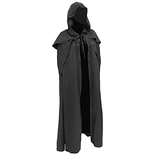 BESPORTBLE Langer Kapuzenumhang Vintage Cosplay Kostüm Für Halloween Schwarzes Cape Für Partys Und Kostüme von BESPORTBLE