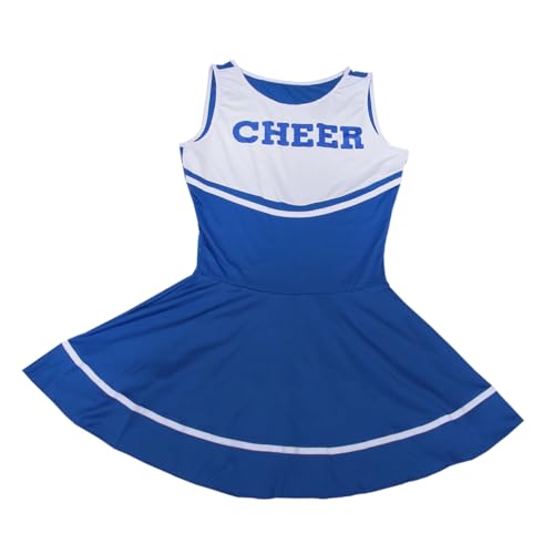 BESPORTBLE Mädchen Cheerleader Kleid Für Frauen Royal Blau Schickes Kostüm Für Schulaufführungen Halloween Partys Und Sportliche Anlässe Ärmellos Bequem Und Stilvoll von BESPORTBLE