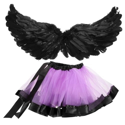 BESPORTBLE Mädchen Halloween Kostüm Tutu Rock Mit Flügeln Cosplay Engel Outfit Für Halloween Und Kostümzubehör Für Fasching Und Karneval von BESPORTBLE