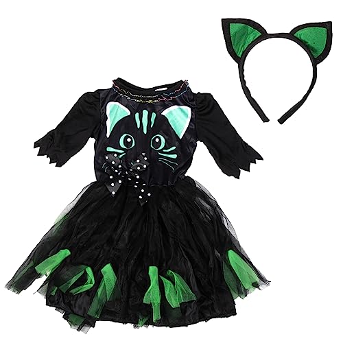 BESPORTBLE Mädchen Katzenkleid Für Halloween Süßes Kostüm Mit Stirnband Für Cosplay Schulaufführungen Und Karneval Für Jahren von BESPORTBLE