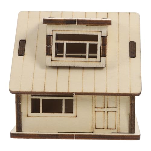 BESPORTBLE Miniaturhaus Holzhaus Modell Puppenhaus Set Geschenkideen für Freunde Deko Holzhaus Möbel Tisch Spielzeughaus lustige Statuen Kindermöbelzubehör Puppenhausbauzubehör hölzern Khaki von BESPORTBLE