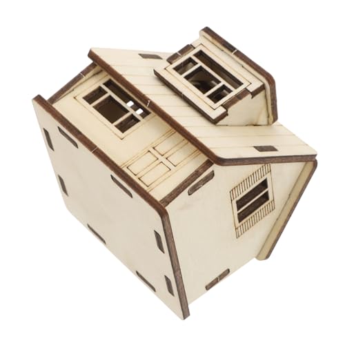 BESPORTBLE Miniaturhaus gefälschtes Hemd gefälschter Kragen Mini-Boxbälle lustige Statuen Mini-Modell Holzhaus Modell Puppenhaus Set Baupuzzle aus Holz Puppenhausbauzubehör hölzern Khaki von BESPORTBLE