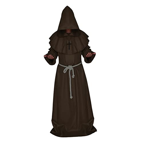 BESPORTBLE Mittelalterliches Mönch Kostüm Für Herren Klassisches Zauberer Cosplay Set S Braune Robe Ideales Halloween Outfit Für Mönche von BESPORTBLE