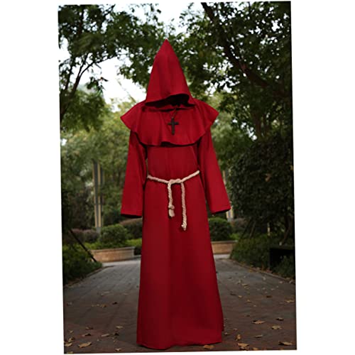 BESPORTBLE Mönchskostüm Für Halloween Mittelalterliche Zaubereruniform Für Erwachsene Xl Rot Für Cosplay Karneval Und Maskeraden von BESPORTBLE