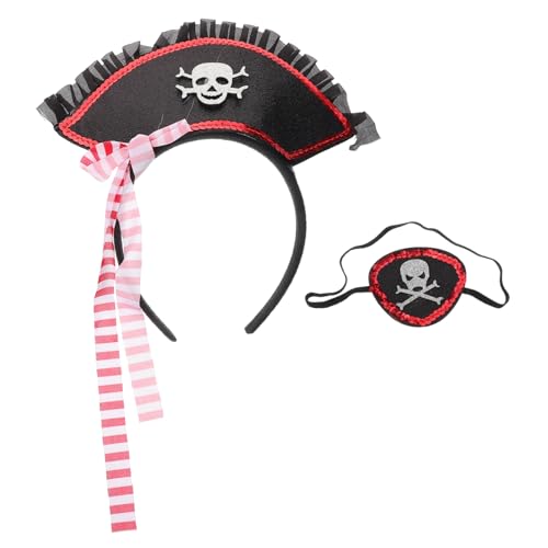 BESPORTBLE Piratenkostüm Für Halloween Mit Piratenhaarschmuck Und Augenmaske Inklusive Rotem Piratenschmuck Mit Glitzernden Details Und Rotem Streifen Für Karneval von BESPORTBLE