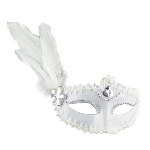 BESPORTBLE Prinzessinnenmaske Für Halloween Und Karneval Weiße Festivalmaske Für Kostümpartys Cosplay Accessoire Für Damen Und Mädchen Elegante Maskerade Maske Mit Federn von BESPORTBLE