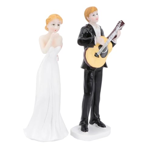 BESPORTBLE Romantischer Hochzeit Kuchen Topper – Braut Und Bräutigam Mit Gitarre - Handgefertigt Aus Harz - Perfekte Sammelfigur Für Das Hochzeitspaar Ideal Für Kuchen Und Dekoration von BESPORTBLE