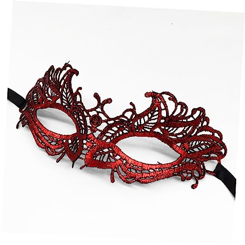 BESPORTBLE Rote Spitzenmaske Für Damen Luxuriöse Augenmaske Für Maskenball Halloween Und Partys Elegante Venezianische Partymaske Aus Hochwertiger Spitze Für Bühnenaufführungen von BESPORTBLE