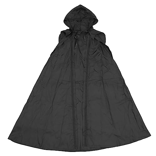 BESPORTBLE Schwarzer Vintage Kapuzenumhang Lange Robe Halloween Kostüm Für Cosplay Und Partys Retro Gothic Cloak Für Erwachsene Für Fasching Und Karneval von BESPORTBLE