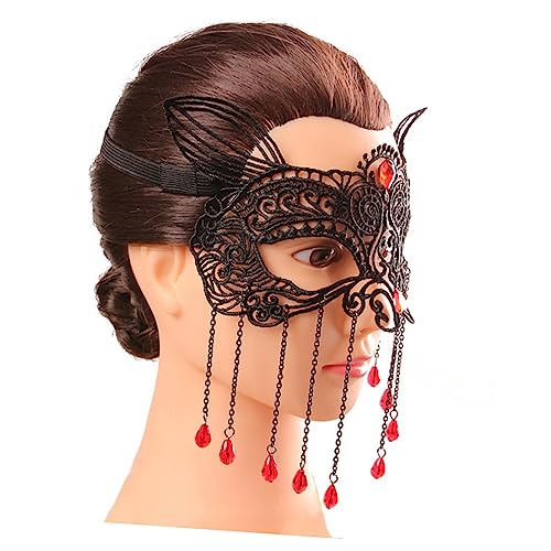 BESPORTBLE Spitzenmaskerade Maske Für Damen Elastische Ballmaske Mit Quasten Für Kostümpartys Karneval Und Halloween Elegantes Partyzubehör Für Verkleidungen Und Maskenbälle von BESPORTBLE