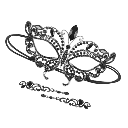 BESPORTBLE Strassbesetzten Damenmasken Und Langen Ohrringen Elegante Karnevalsmaske Für Partys Maskerade Und Halloween Vintage Inspiration Für Besondere Anlässe von BESPORTBLE