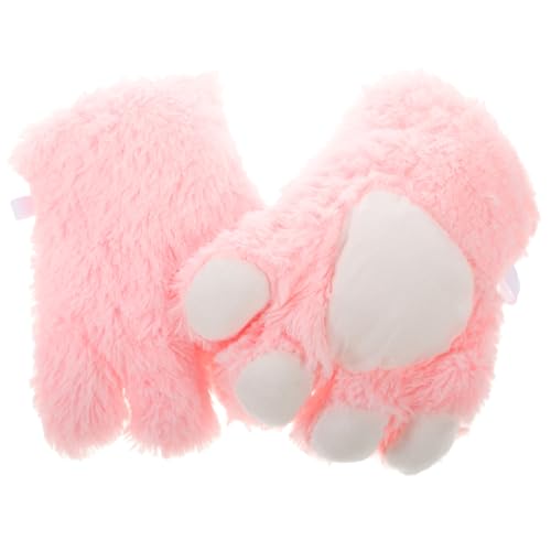 BESPORTBLE Süße Katzenpfotenhandschuhe Flauschige Winter Katzenkrallen Mittens Warme Cosplay Handschuhe Für Requisite Für Kostüme Und Partys Pinke Pfoten von BESPORTBLE