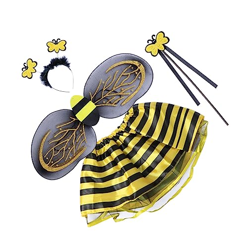 BESPORTBLE Teiliges Bienenfee Kostüm Set Für Mädchen Kopfband Zauberstab Tutu Rock Und Flügel Prinzessin Fee Kostüm Für Karneval Und Fasching von BESPORTBLE