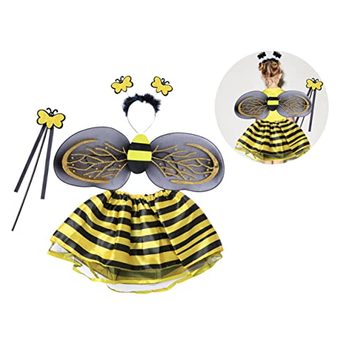 BESPORTBLE Teiliges Bienenfee Kostüm Set Für Mädchen Stirnband Zauberstab Tutu Rock Und Flügel Prinzessinnen Fee Outfit Für Fasching Und Mottopartys von BESPORTBLE