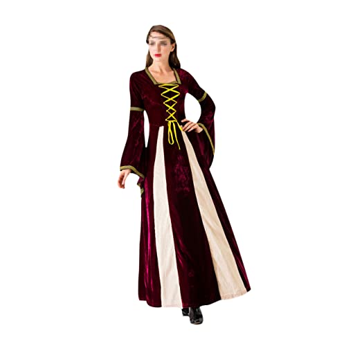 BESPORTBLE Vintage Mittelalterliches Königin Kleid Für Damen Langes Tanzkleid Im Viktorianischen Stil Für Cosplay Renaissance Events Und Partys Weinrot von BESPORTBLE