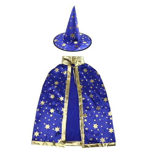 BESPORTBLE Zaubererkostüm Für Kinder: Karneval-Zauberer-Umhang Halloween-Zauberer-Umhang Kinder-Umhang Verkleidung Cosplay-Kostüm Blau von BESPORTBLE