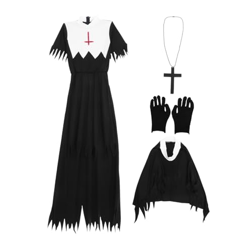 BESPORTBLE Zombie Nonne Kostüm Für Damen Horrorkostüm Für Halloween Und Cosplay Xl Für Partys Und Bühnenauftritte Halloween Zubehör Und Kostümteile von BESPORTBLE