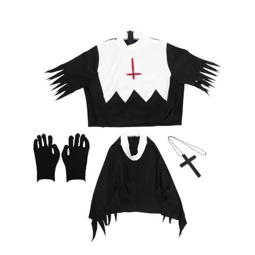 BESPORTBLE Zombie Nonne Kostüm Für Halloween Gruseliges Party Cosplay Outfit Für Damen Lustige Kostüme Für Halloween Feiern Für Bühnenaufführungen Und Kostümpartys von BESPORTBLE