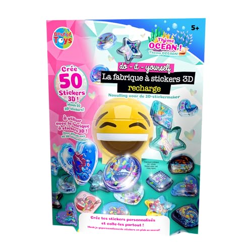 BEST OF TOYS - Packung mit 50 Nachfüllpackungen für die Herstellung von 3D-Aufklebern – ermöglicht die Erstellung von 50 100% personalisierten 3D-Aufklebern – Kreativspaß – ab 5 Jahren – zufällige von BEST OF TOYS