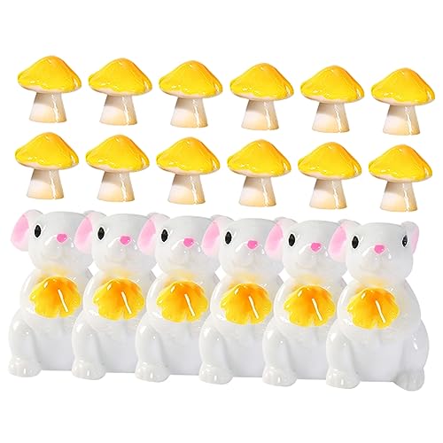 BESTOYARD 1 Set Mikro Landschafts Kaninchen Pilz Figuren Hasen Ornament Mini Dekoratives Kleines Kaninchen Feengarten Pilz Miniatur Hasen Tierspielzeug Kaninchen von BESTOYARD