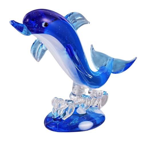 BESTOYARD 1 Stück Delphin Aus Glas Figuren Puppenhaus Miniaturen Tier -schreibtischdekoration Hundedekor Blaue Badezimmerornamente Aquariumzubehör -Ornamente Koralle Blue von BESTOYARD