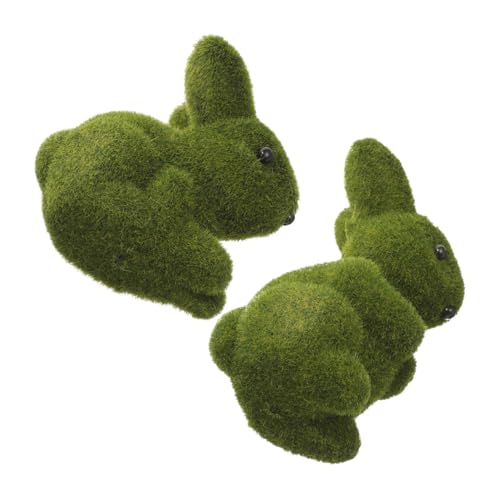 BESTOYARD 2st Simulation Kaninchen Hase Wandkunstdekor Künstliches Kaninchen Kaninchenkäfig Kaninchen Im Freien Kaninchenstatue Im Freien Hasengras Kaninchengartenverzierung Beflockung Green von BESTOYARD