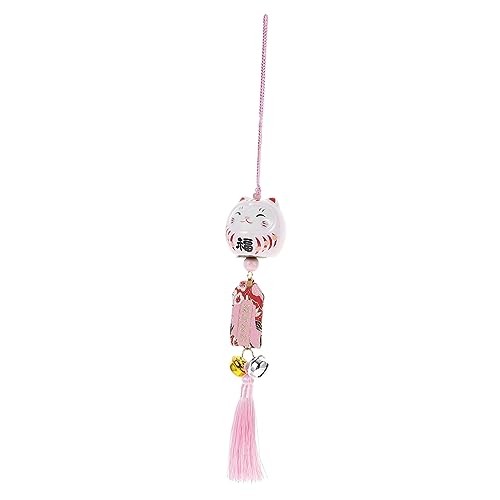 BESTOYARD Dharma-Ei-Verzierung Glücksamulett-Dekorationen Glückskatze Windspiel Charme Reize Chinese New Year Decoration car Ornament Windglocken fürs Auto kreative Windspiele Keramik Rosa von BESTOYARD