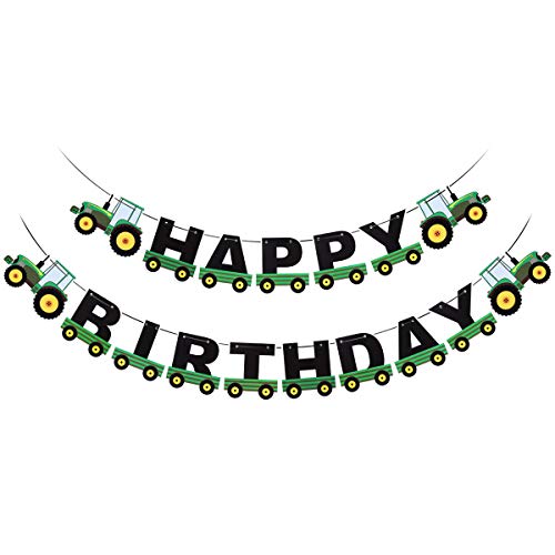 BESTOYARD Grüner Traktor Happy Birthday Banner Traktor Bunting Banner Kinder Geburtstag Traktor Thema Dekorationen für Geburtstag Baby Shower Party Supplies von BESTOYARD