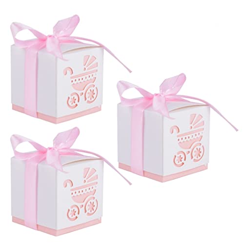 BESTOYARD Süßigkeit-Kasten-Kinderwagen-Geschenkbox-Partei-Bevorzugungs-Kästen (Pink) 50pcs von BESTOYARD