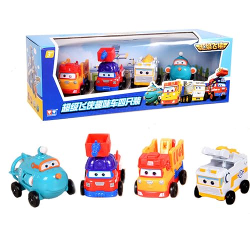 BESTWALED 4PCS Kinder Spielzeugset Trägheitsfahrzeug Mini Flügel Spielzeug Super Flügel Deformation Roboter Jungen Verformung Flugzeug Weihnachten Geburtstagsgeschenke von BESTWALED