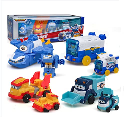 BESTWALED 4PCS Kinder Spielzeugset Trägheitsfahrzeug Mini Flügel Spielzeug Super Flügel Deformation Roboter Jungen Verformung Flugzeug Weihnachten Geburtstagsgeschenke von BESTWALED