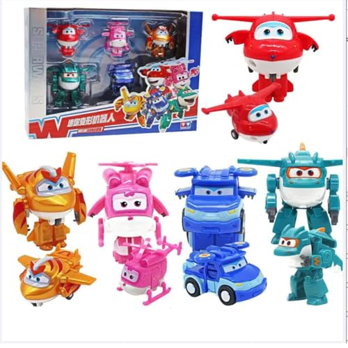 BESTWALED 5PCS Trägheitsfahrzeug Mini Flügel Spielzeug Kinder Spielzeugset Super Flügel Deformation Roboter Jungen Verformung Flugzeug Weihnachten Geburtstagsgeschenke von BESTWALED