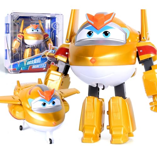 BESTWALED Golden Boy Super Flügel Neues Spielzeug L12CM Trägheitsfahrzeug Jungen Deformation Roboter Mädchen Verformung Flugzeug Kreatives Geschenk Kinderspielzeug Super Wings Serie 15 Figurine von BESTWALED