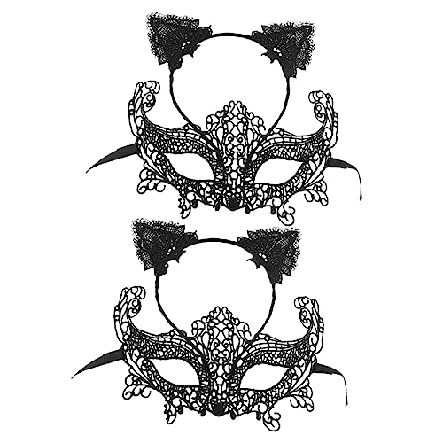 BESTYASH 1 Halloween-Ball-Maske halbe Gesichtsabdeckung mit Stirnband weiße Maskerademaske Dame-Spitzen-Augenmaske halloween costume halloween kleidung Spitzenmaske frauen weibliche masken von BESTYASH