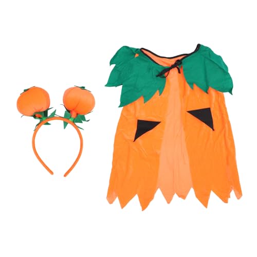 BESTYASH 1 Satz 2st Kürbis-umhang Orangefarbenes Kürbis-outfit Kürbis Haarband Kürbis Mantel Umhang Für Halloween Halloween-cosplay-kostüme Halloween-requisiten Kürbis Stirnband Stoff von BESTYASH