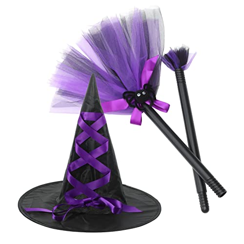 BESTYASH 1 Satz Besen Hexenhut Halloween hängender Anhänger Hexenmützen Maskerade Hexenhut halloween costume halloween kostüme Hexenhut für die Dekoration Hexenhut für Mädchen Stoff Violett von BESTYASH