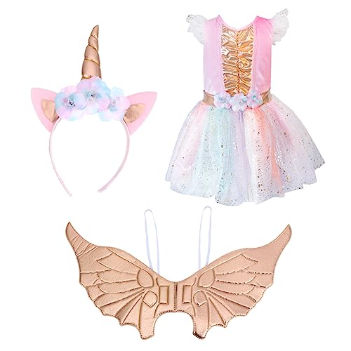 BESTYASH 1 Satz Einhorn Kostüm Einhorn-Tutu-Kostüm Cosplay-Zubehör für Kinder einhorn stirnband kinderkleider kinderkleidung Einhorn-Cosplay-Accessoire schönes Kleid Polyester (Polyester) von BESTYASH