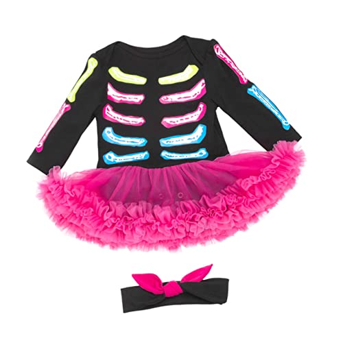 BESTYASH 1 Satz Festival-Skelett-Kleid Hexenkostüm Kleidung für Kinder halloween costume halloween kostüme langärmliges schwarzes Kleid Rock Halloween- -Mädchen-Spielanzug Babykostüm von BESTYASH